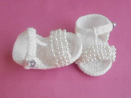 Handmade Crochet Baby Sandals Decorated with Beads