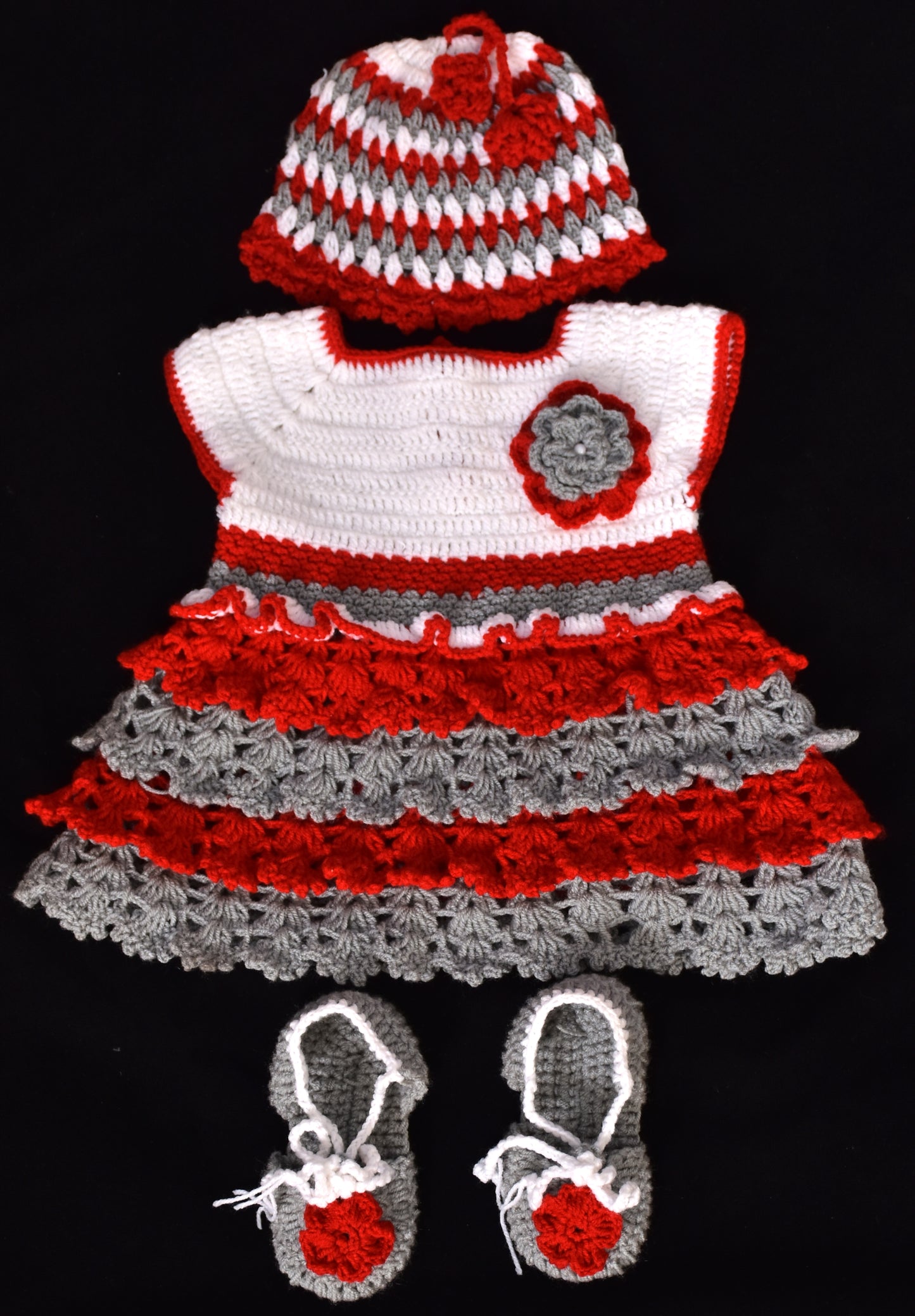 Handmade crochet baby frock set