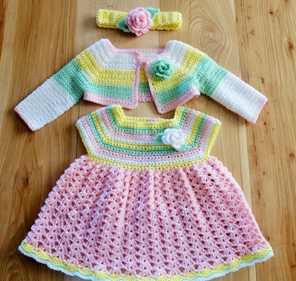 Handmade crochet baby frock set