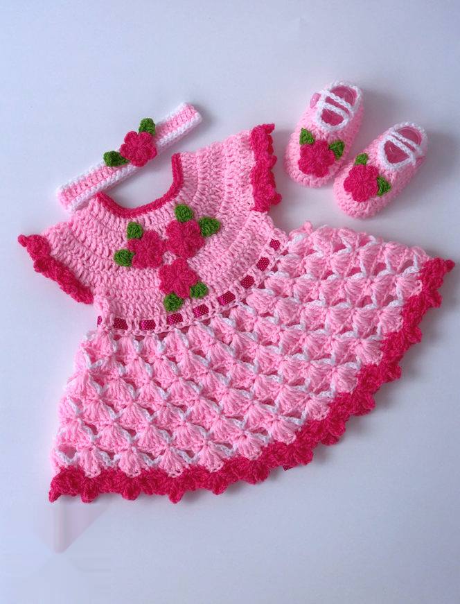 Handmade Crochet Winter Baby Girl Wool Dress