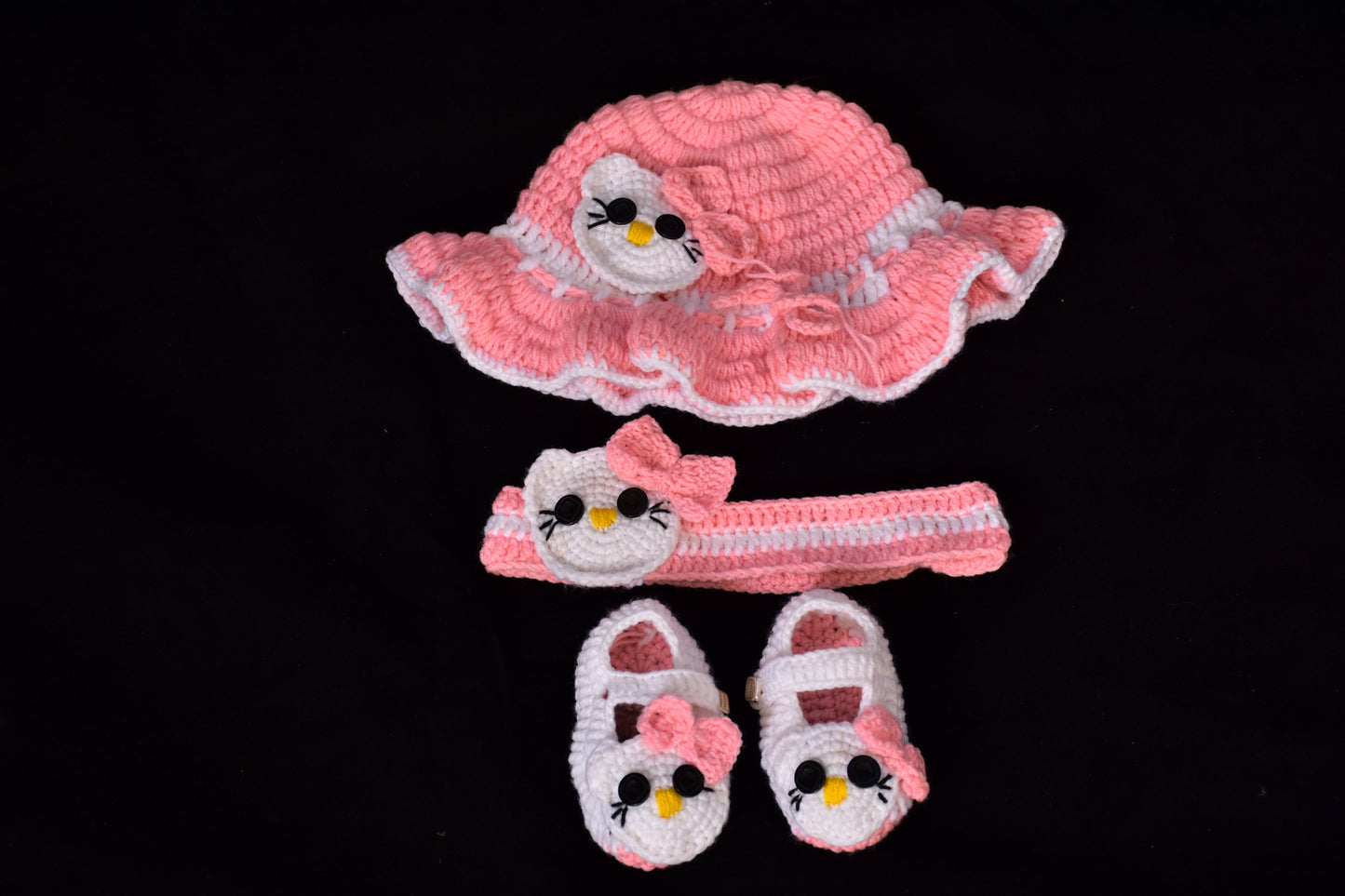 Handmade Crochet Pink Kitty Set