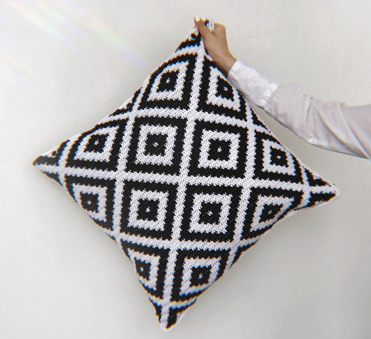 Crochet Cushion Covers Black & White Diamond Pattern Pack Of 5