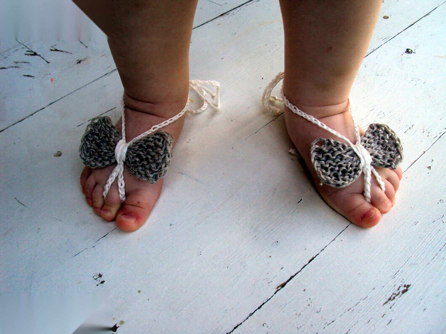 Gray Bow Baby Barefoot Sandals - Summer Comfort Chic