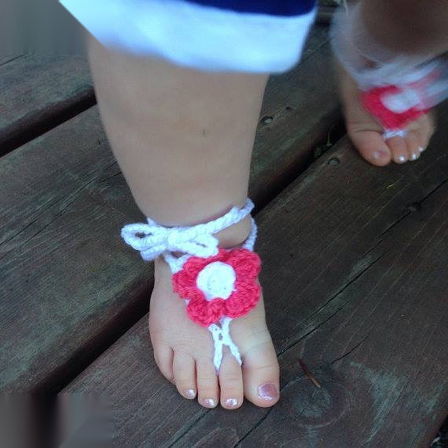 PinkFlower Baby Barefoot Sandals - White Summer Comfort