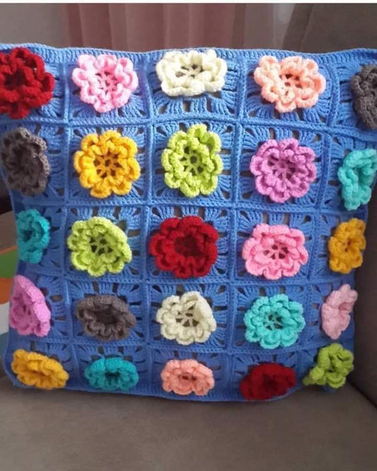 Multi Colors Flowers Crochet Cushion Covers