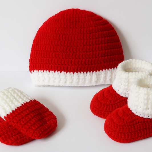 Handmade Woolen  Cap Mittens And Shoes Set For Winter 