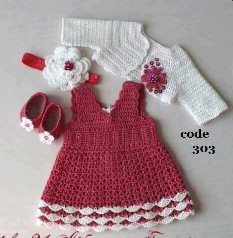 Handmade crochet baby frock set