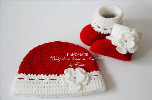 Crochet Girls Booties And Cap Set