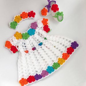 Crochet Rainbow baby dress