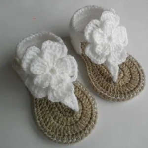 Girls White Flower Sandals For Summer