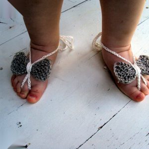 Gray Bow Baby Barefoot Sandals - Summer Comfort Chic