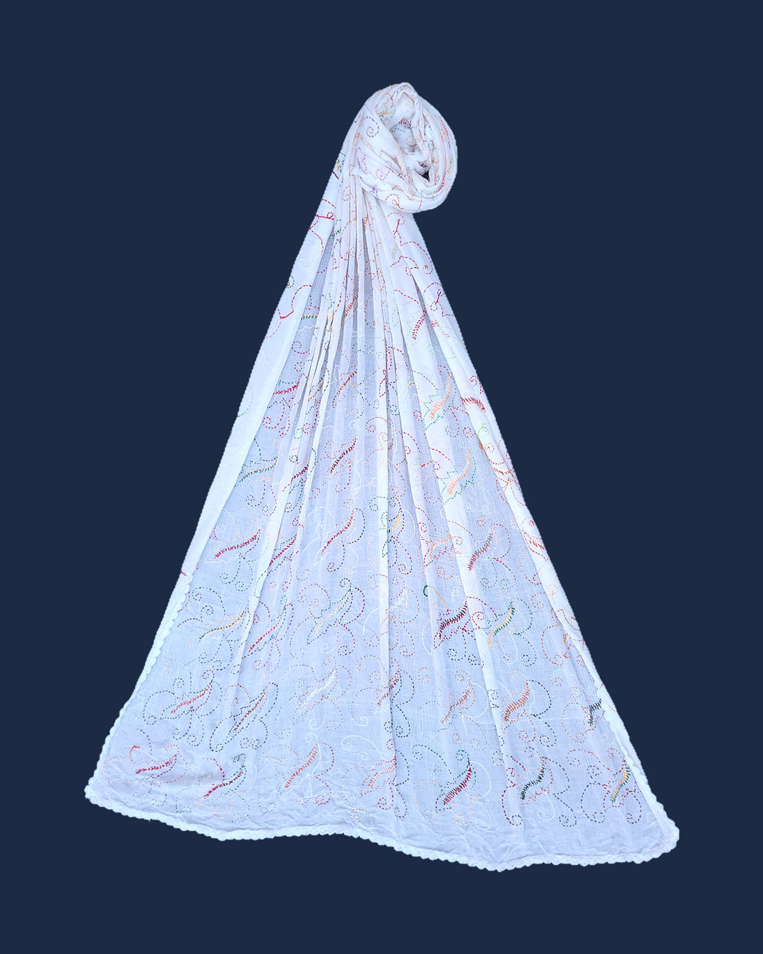 Hand Embroidered Multi colred Bail Karhai Dupatta