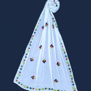 Handmade Balochi Tanka White Dupatta