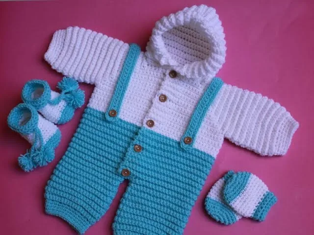 crochet baby boy winter romper