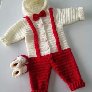 Handmade Crochet Baby Boy Winter Romper