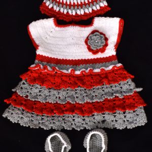 Handmade crochet baby frock set