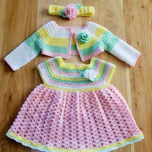 Handmade crochet baby frock set