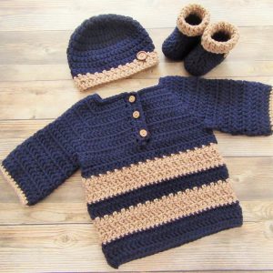 Handmade Crochet Boys Winter Dress Set