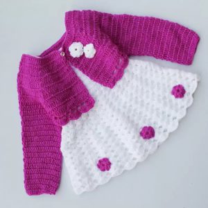 Handmade crochet frock and upper set