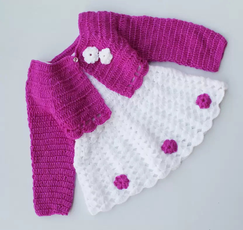 Handmade crochet frock and upper set