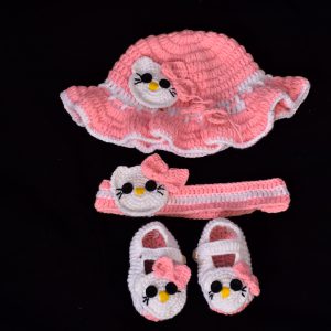 Handmade Crochet Pink Kitty Set