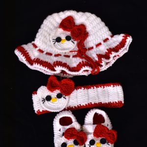 Handmade Crochet Red Kitty Set