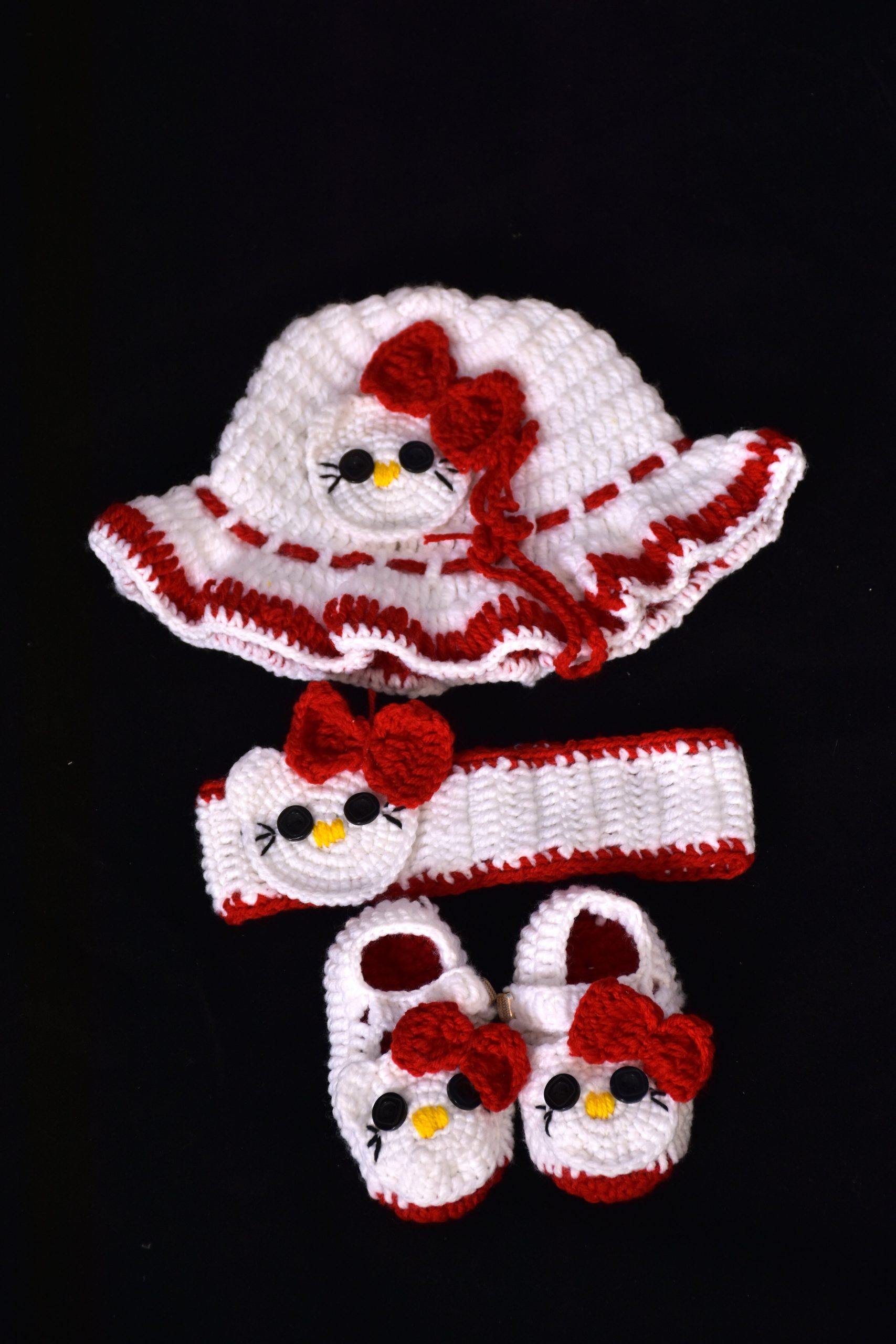 Handmade Crochet Red Kitty Set