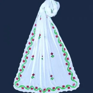 Handmade Sindhi Tanka White Dupatta