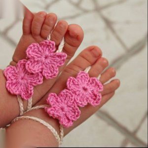 Pink Flower Baby Barefoot Sandals - Summer Comfort