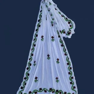 Sufaid Handmade Sindhi Tanka Dupatta | Traditional Karhai Dupatta