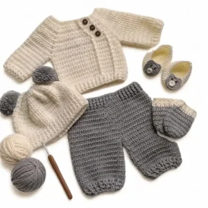 Crochet Infant Winter Dress Set