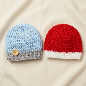 Crochet Baby Boy Beanie Cap Set