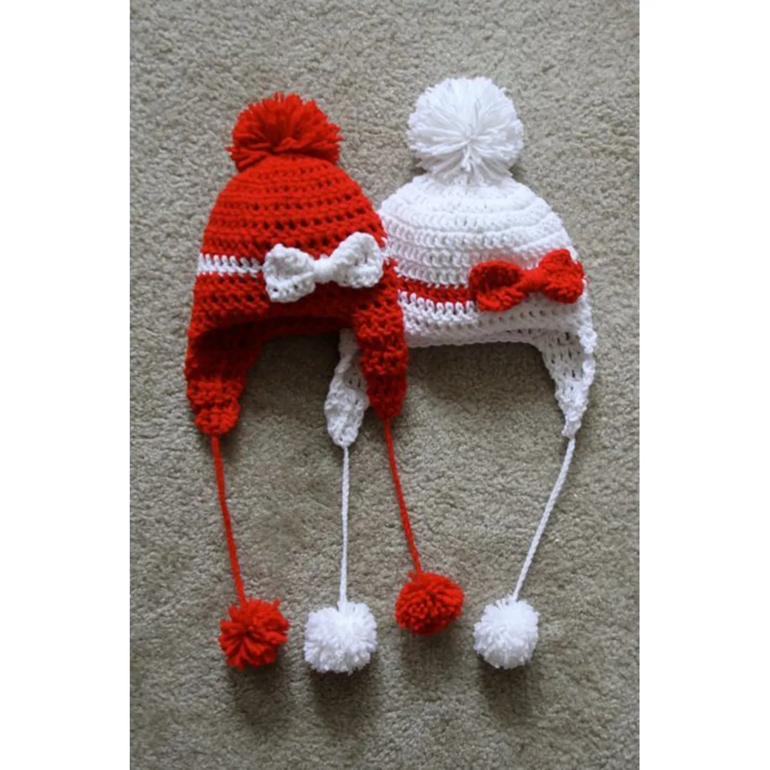 Crochet Earflap Baby Cap Set